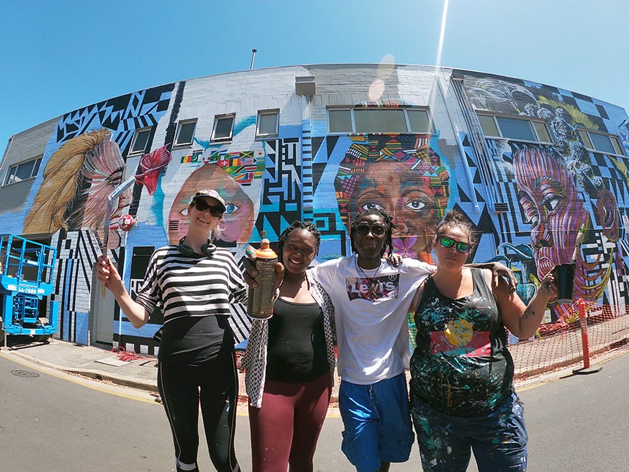 SANAA artists with their street art, Percy Court, Adelaide
