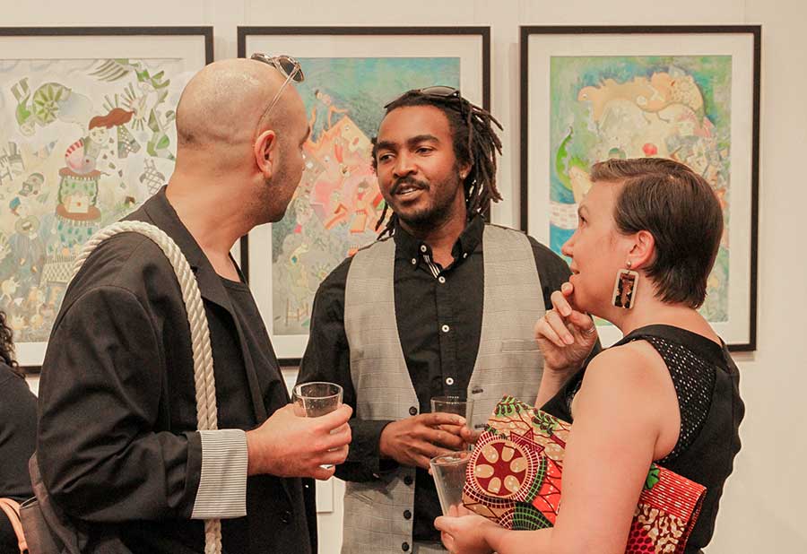 Caroline Mosha, Sofian Saidi and Richard at Sanaa Exhibition